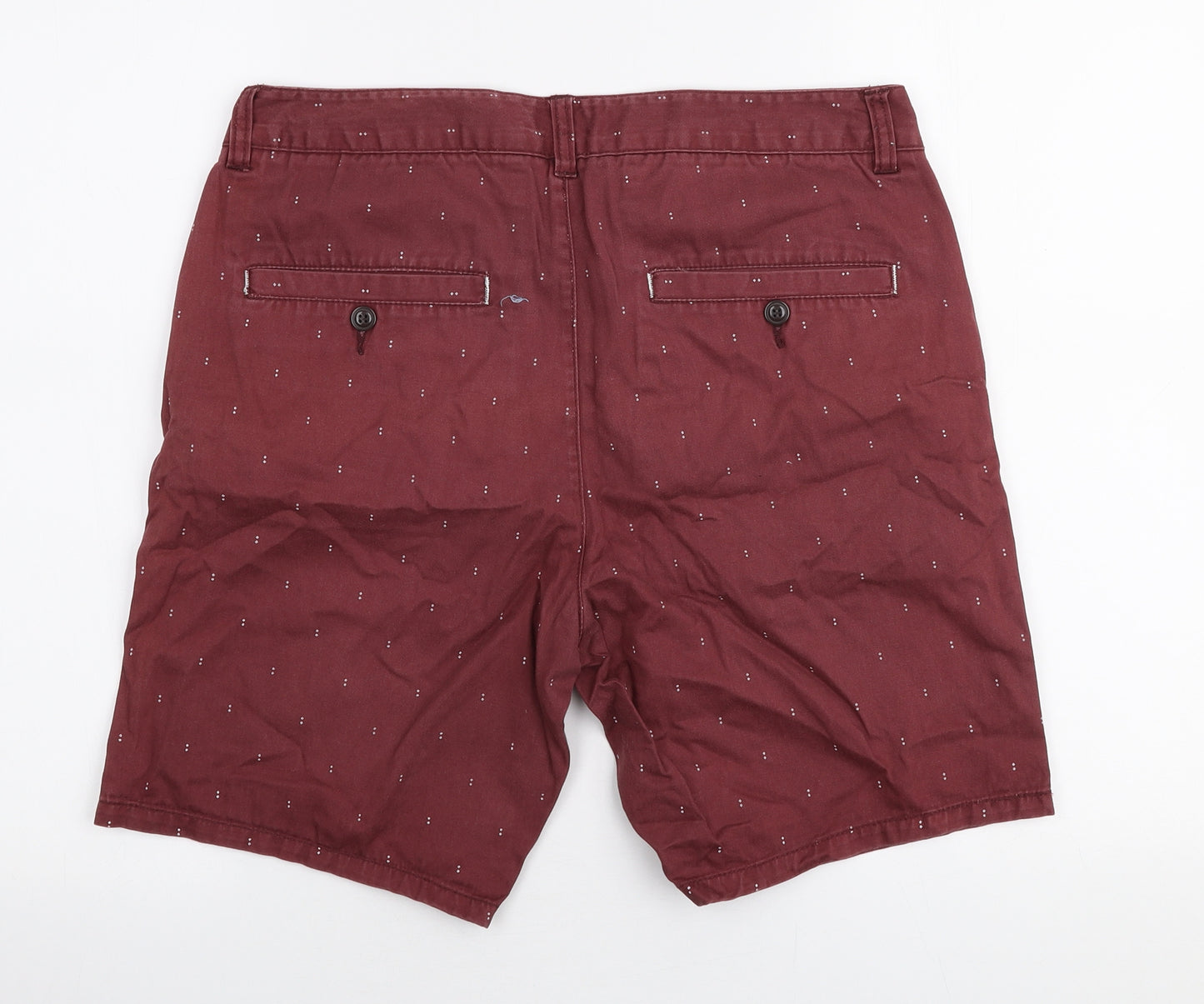 Topman Mens Red  Cotton Chino Shorts Size 32 in L8 in Regular Zip