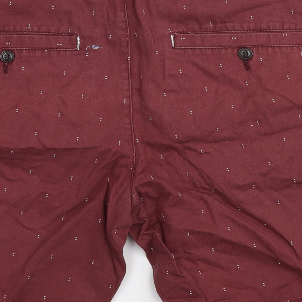 Topman Mens Red  Cotton Chino Shorts Size 32 in L8 in Regular Zip