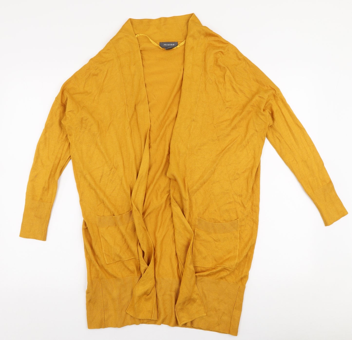 Primark Womens Yellow V-Neck  Polyester Cardigan Jumper Size XS