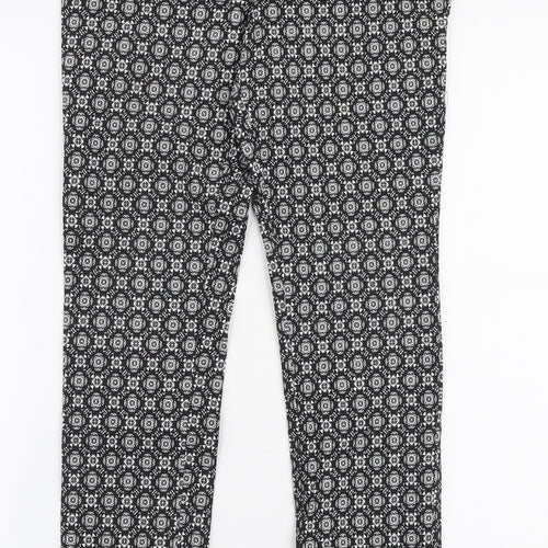 Atmosphere Womens Black Geometric Viscose Trousers  Size 10 L27 in Slim Zip