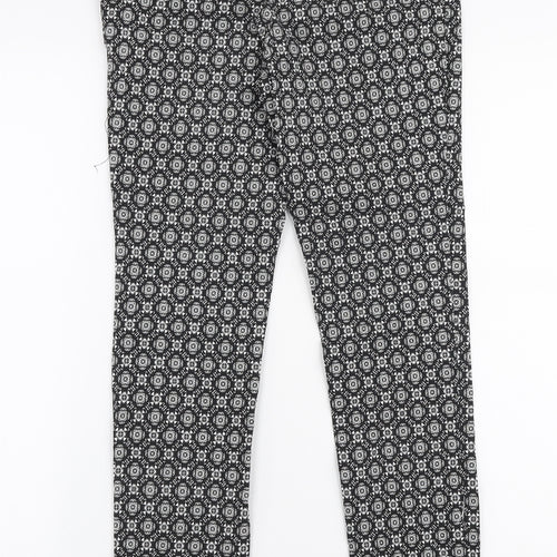 Atmosphere Womens Black Geometric Viscose Trousers  Size 10 L27 in Slim Zip