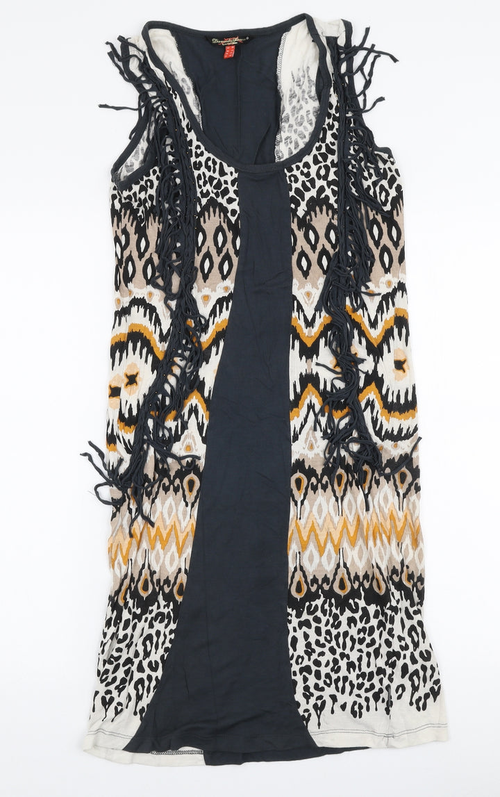 Diamonds Forever Womens Multicoloured Animal Print Viscose Pencil Dress  Size 12  Round Neck Pullover