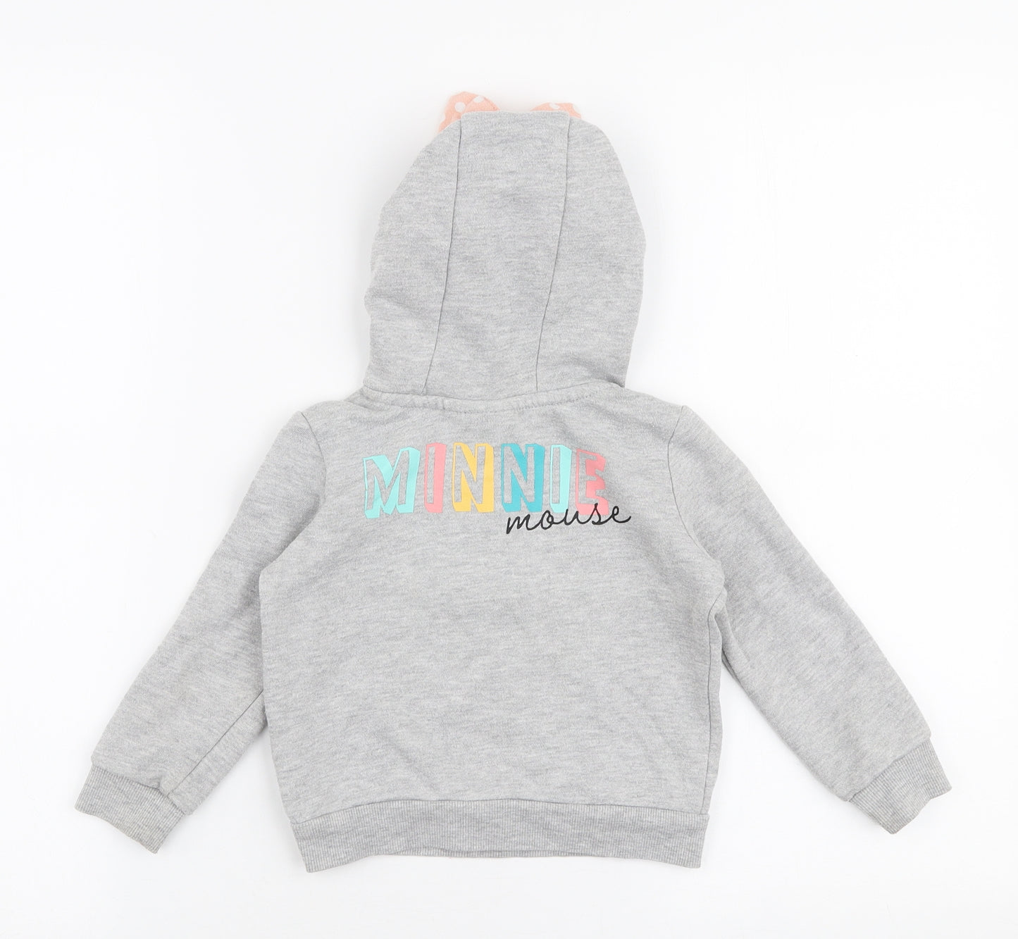 Primark Girls Grey  Cotton Pullover Hoodie Size 2-3 Years  Pullover - Disney Minnie mouse