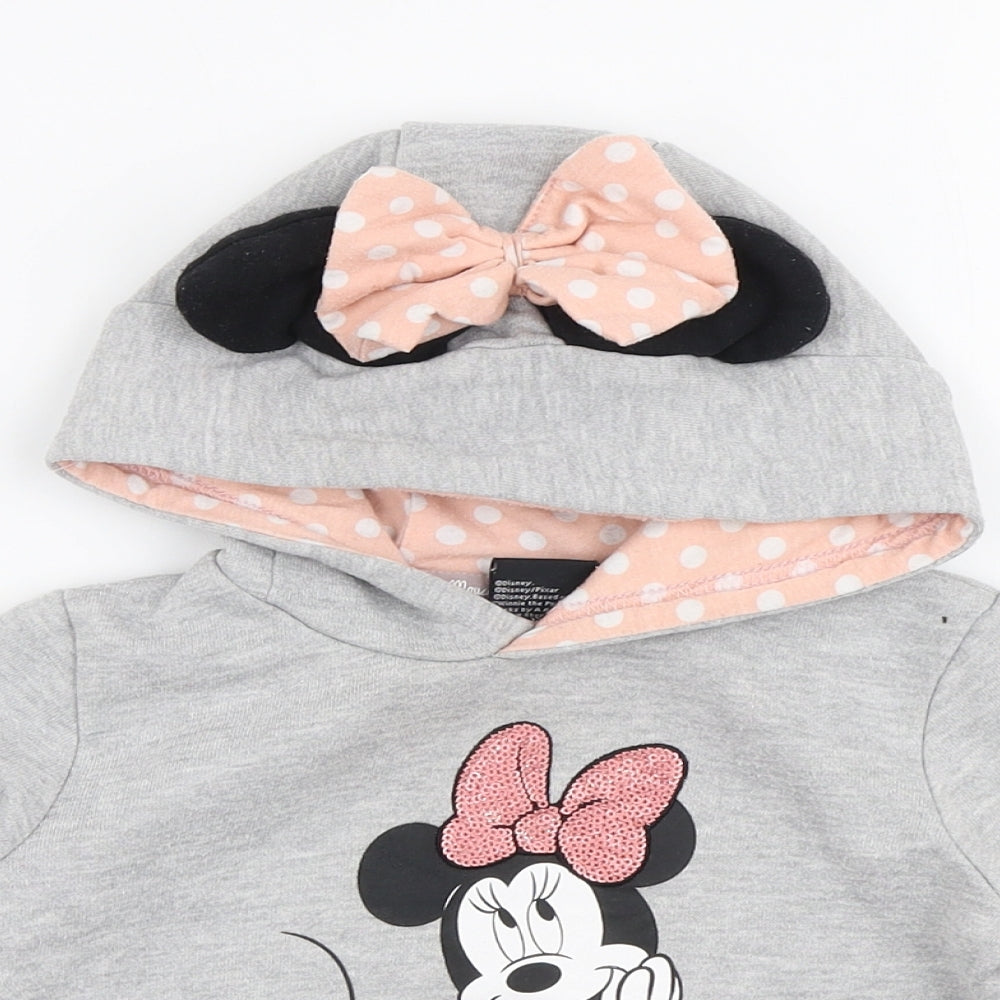 Primark Girls Grey  Cotton Pullover Hoodie Size 2-3 Years  Pullover - Disney Minnie mouse