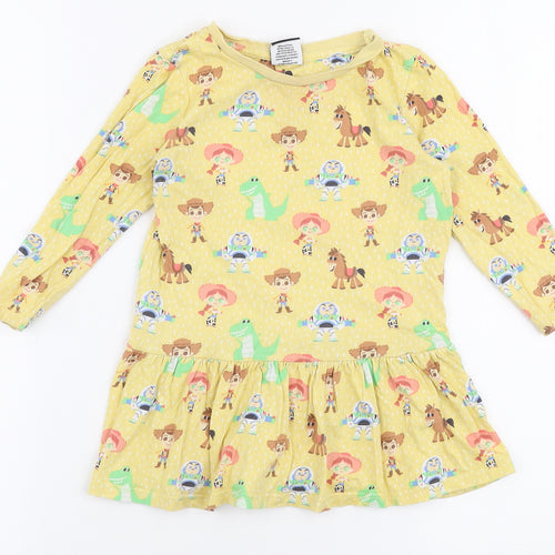 George Girls Yellow  100% Cotton A-Line  Size 18-24 Months  Round Neck Pullover - Toy story Disney