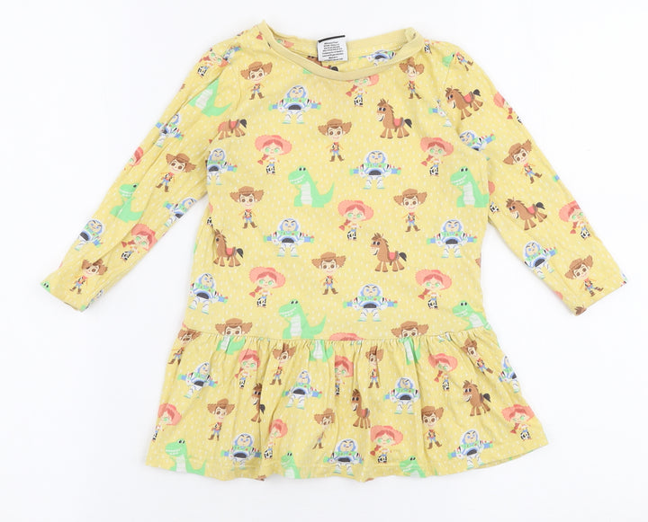 George Girls Yellow 100% Cotton A-Line Size 18-24 Months Round Neck Pullover - Toy story Disney
