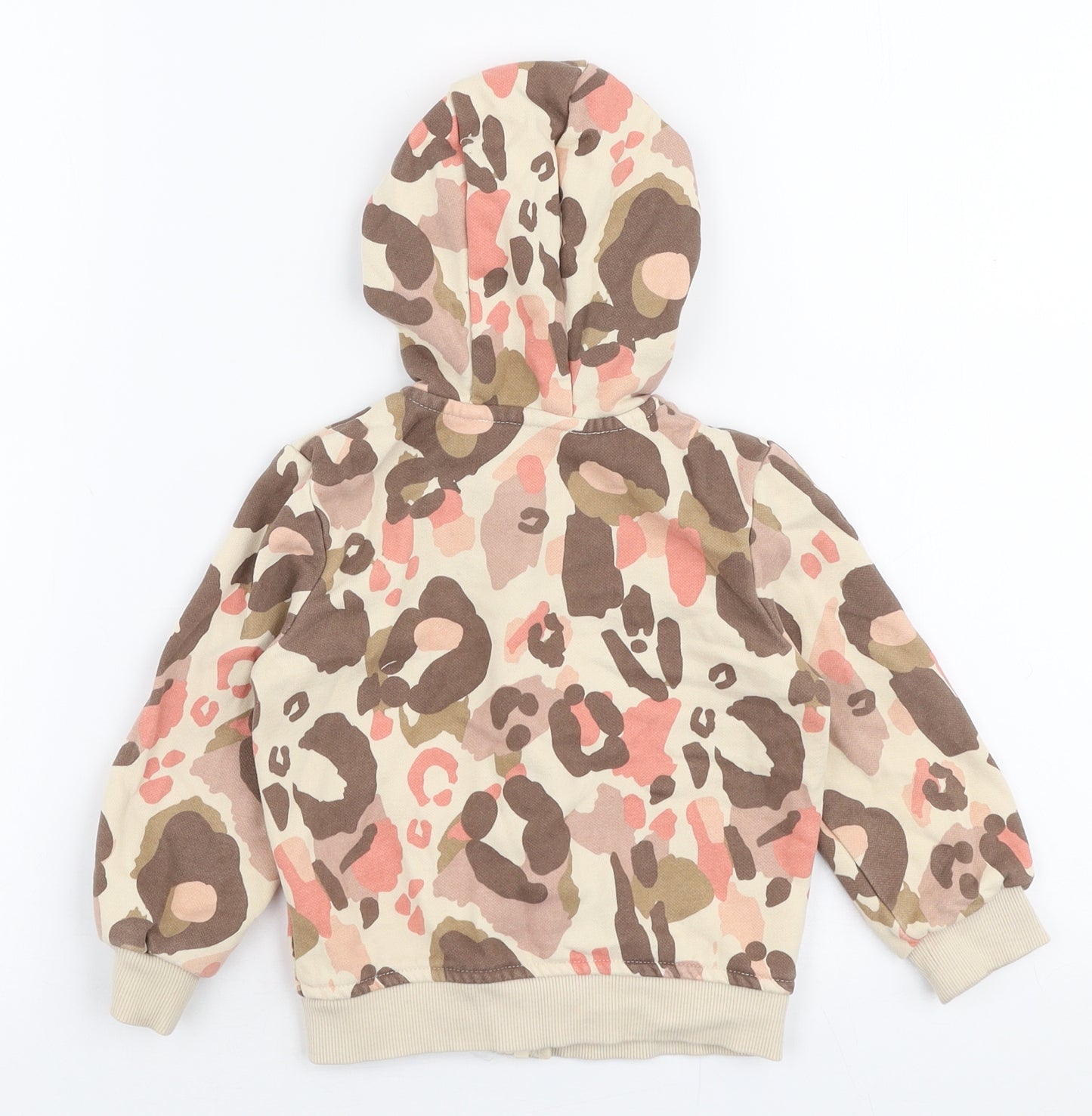 George Girls Multicoloured Animal Print Cotton Pullover T-Shirt Size 18-24 Months Round Neck Zip - Hoodie
