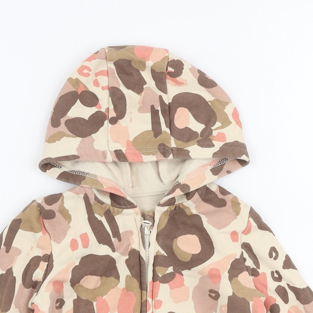 George Girls Multicoloured Animal Print Cotton Pullover T-Shirt Size 18-24 Months Round Neck Zip - Hoodie