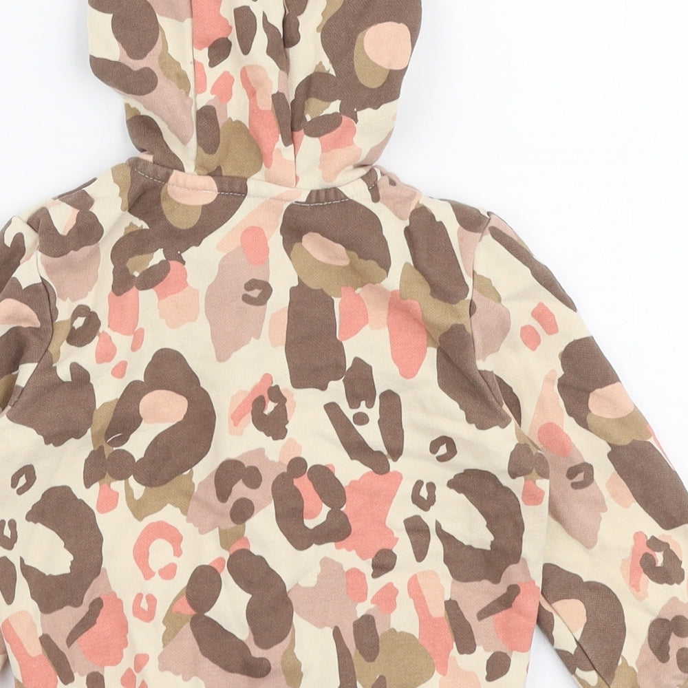 George Girls Multicoloured Animal Print Cotton Pullover T-Shirt Size 18-24 Months Round Neck Zip - Hoodie