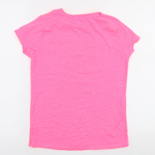Pep & Co Girls Pink  Polyester Jersey T-Shirt Size 11-12 Years Round Neck Pullover - Unicorn squad