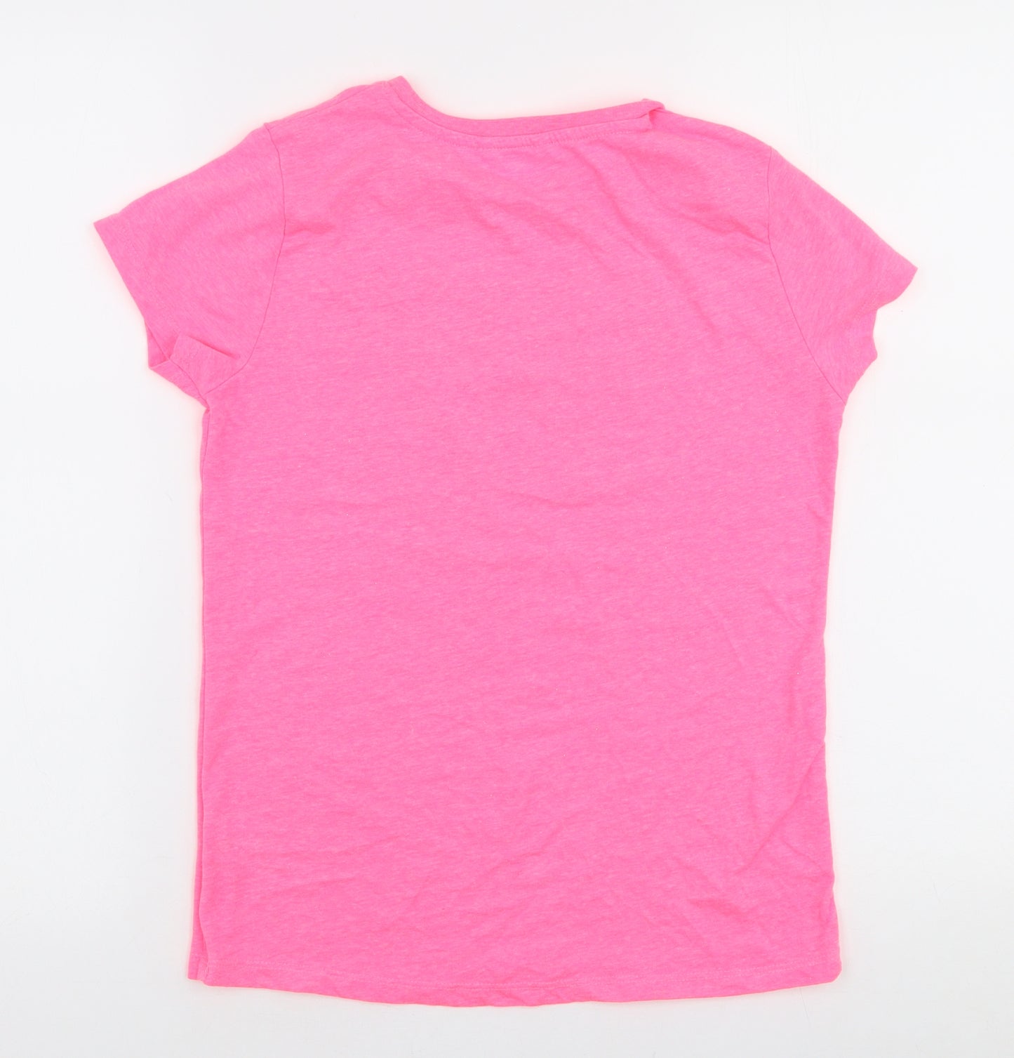 Pep & Co Girls Pink  Polyester Jersey T-Shirt Size 11-12 Years Round Neck Pullover - Unicorn squad