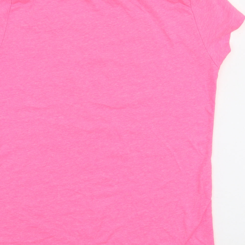 Pep & Co Girls Pink  Polyester Jersey T-Shirt Size 11-12 Years Round Neck Pullover - Unicorn squad