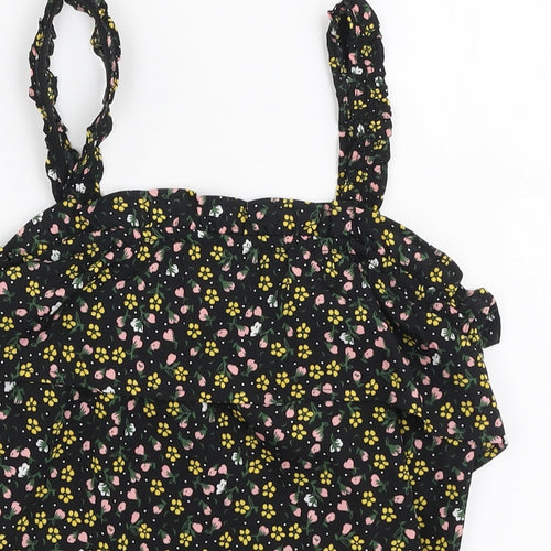 Primark Girls Multicoloured Floral Polyester Basic Blouse Size 10-11 Years Square Neck Pullover