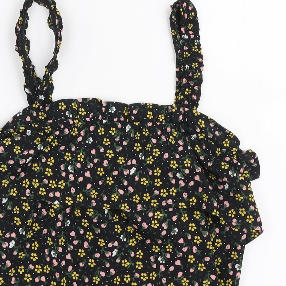 Primark Girls Multicoloured Floral Polyester Basic Blouse Size 10-11 Years Square Neck Pullover