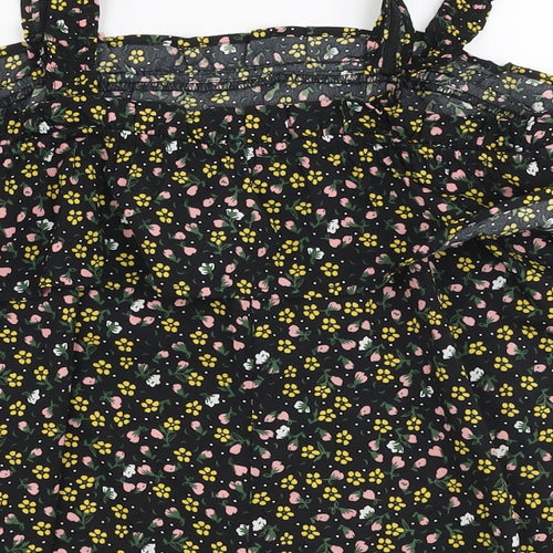Primark Girls Multicoloured Floral Polyester Basic Blouse Size 10-11 Years Square Neck Pullover