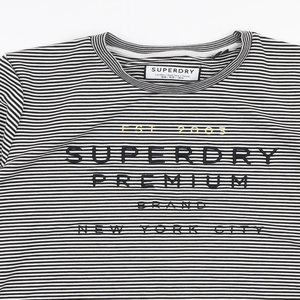 Superdry Womens White Striped Polyester Pullover Sweatshirt Size 14  Pullover