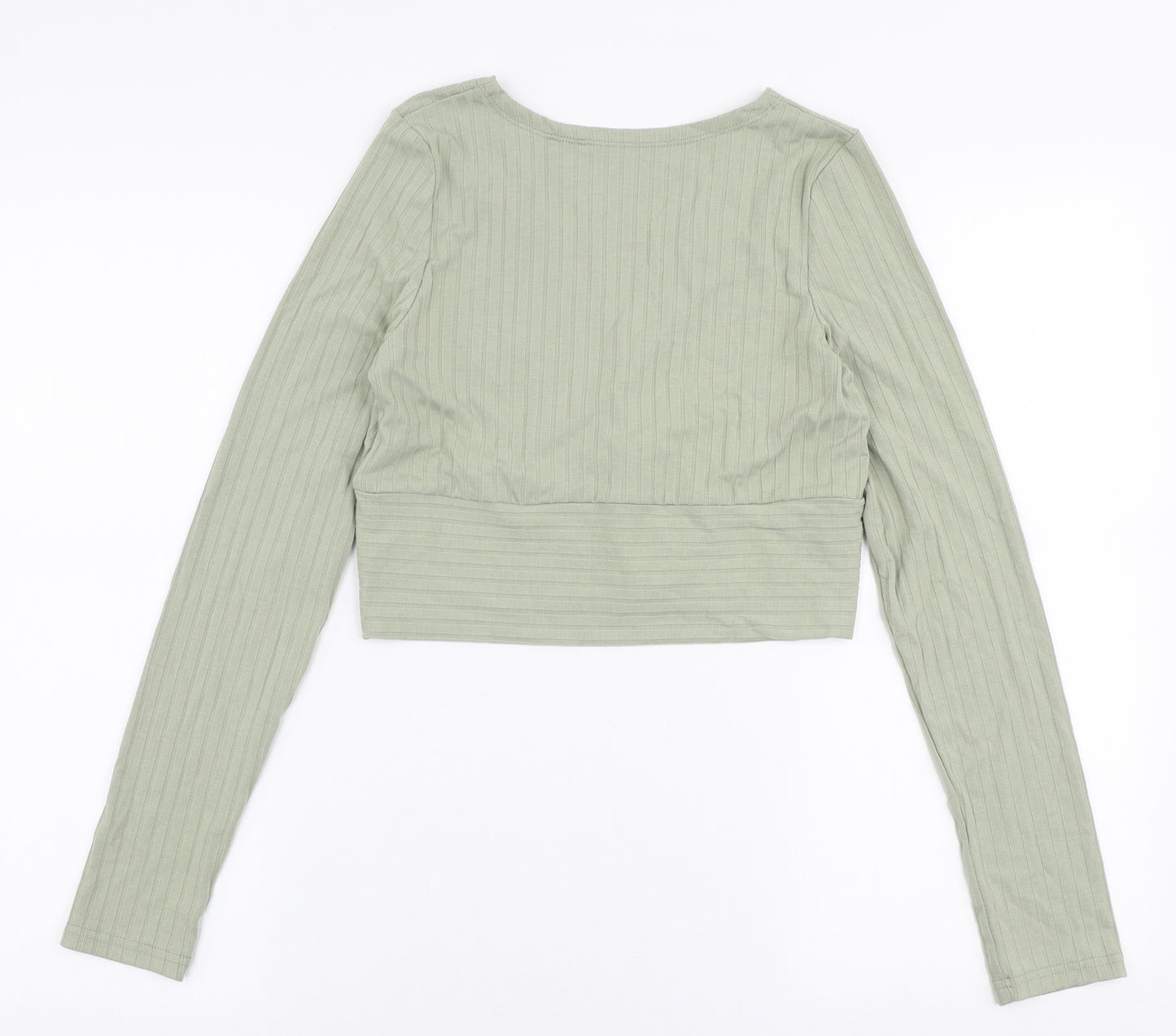 SheIn Womens Green  Polyester Cropped T-Shirt Size M V-Neck