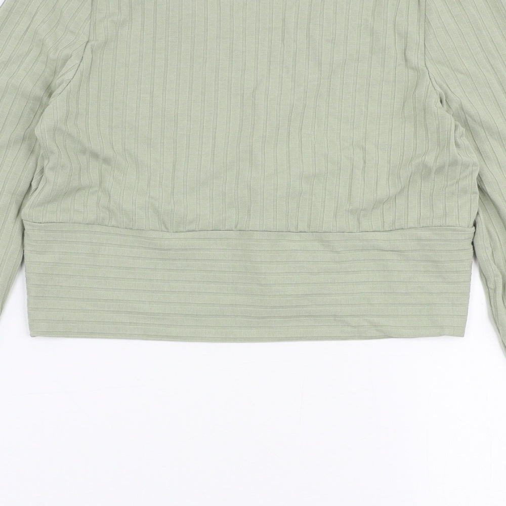 SheIn Womens Green  Polyester Cropped T-Shirt Size M V-Neck