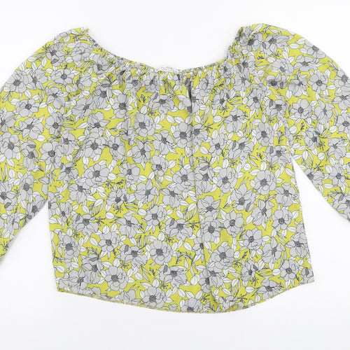 Miss Selfridge Womens Multicoloured Floral Polyester Basic Blouse Size 8 Off the Shoulder