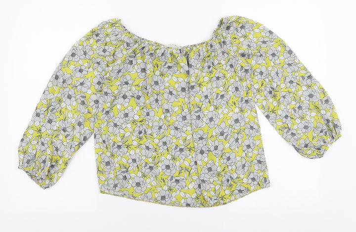 Miss Selfridge Womens Multicoloured Floral Polyester Basic Blouse Size 8 Off the Shoulder