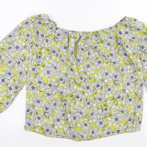 Miss Selfridge Womens Multicoloured Floral Polyester Basic Blouse Size 8 Off the Shoulder