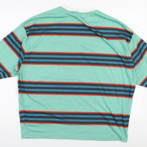 ASOS Mens Multicoloured Striped Polyester  T-Shirt Size S Round Neck