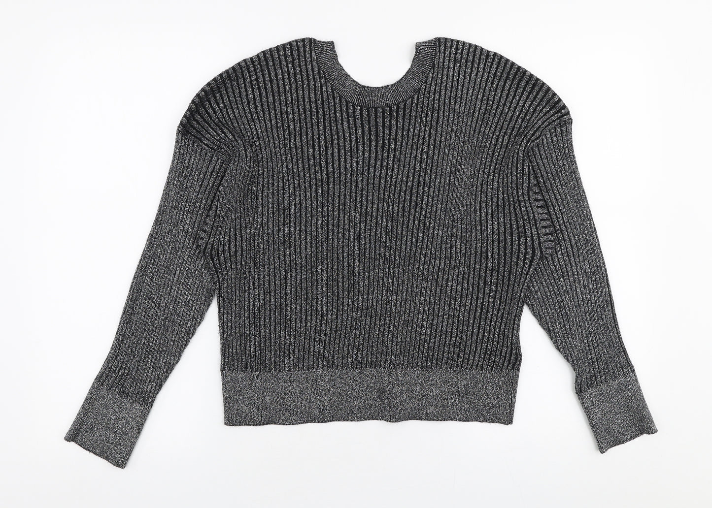 Topshop Womens Silver V-Neck  Polyester Pullover Jumper Size 12