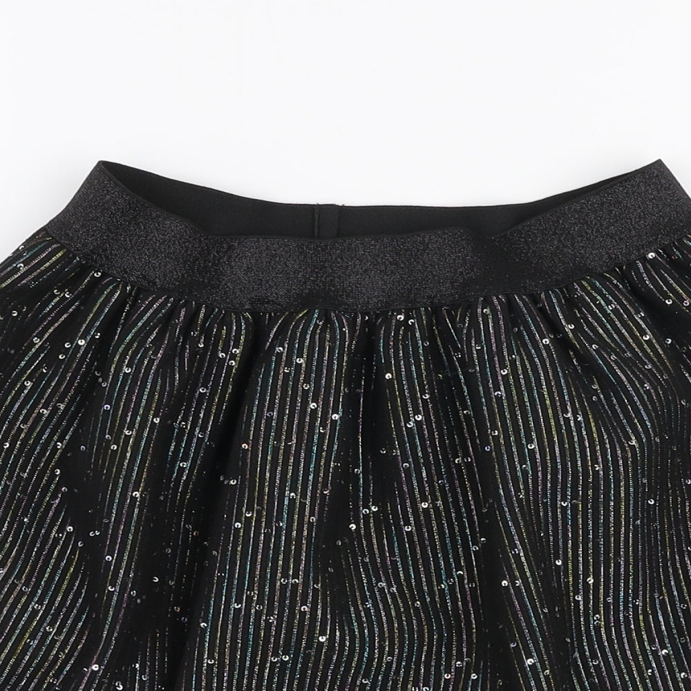 Dunnes Girls Black  Polyester Skater Skirt Size 10 Years  Regular Pull On