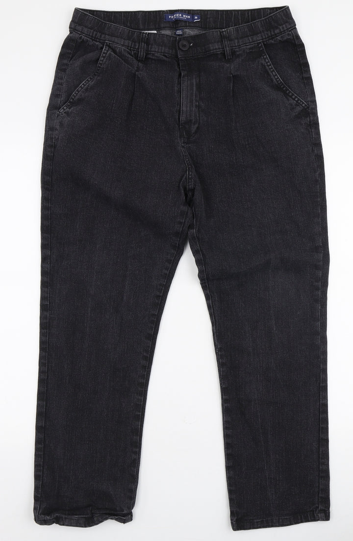 Premiere Man Mens Grey  Cotton Straight Jeans Size 38 in L28 in Regular Zip