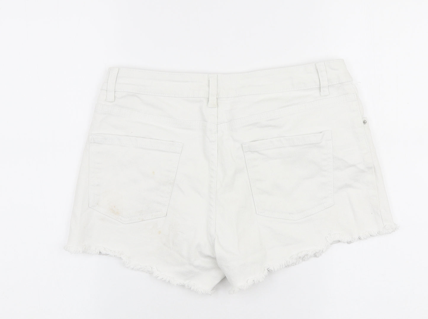 Denim Co Womens White  Cotton Hot Pants Shorts Size 12 L3 in Regular Zip