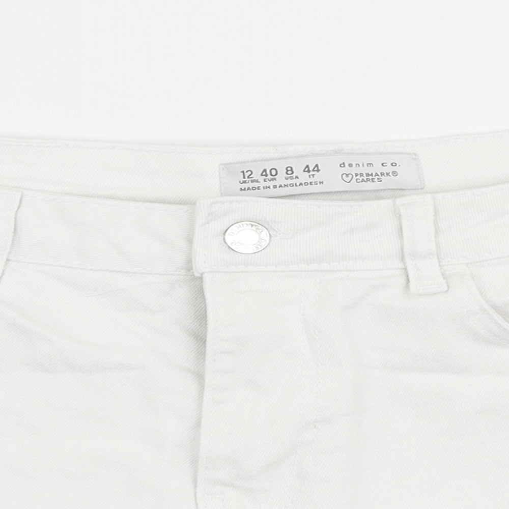 Denim Co Womens White  Cotton Hot Pants Shorts Size 12 L3 in Regular Zip