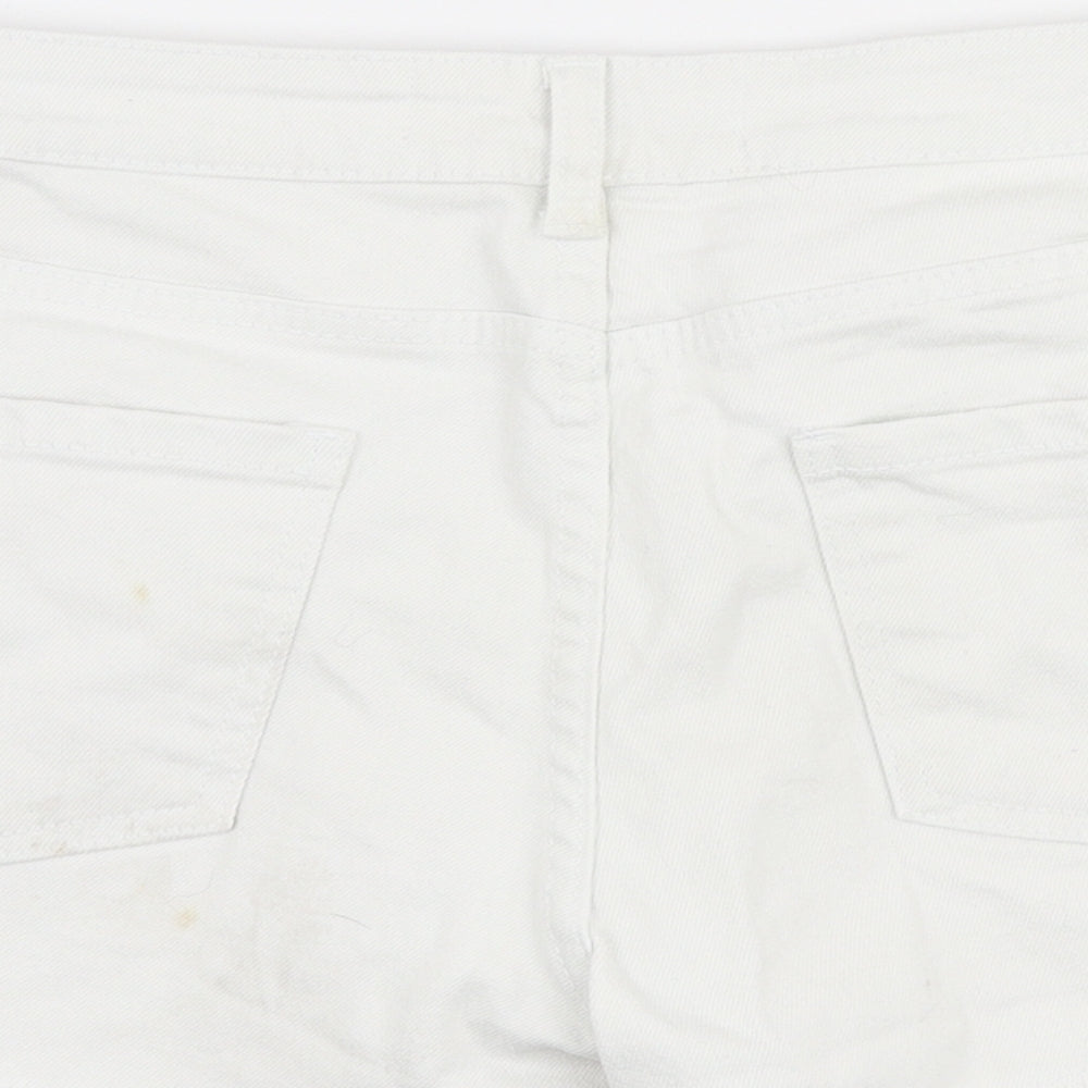 Denim Co Womens White  Cotton Hot Pants Shorts Size 12 L3 in Regular Zip