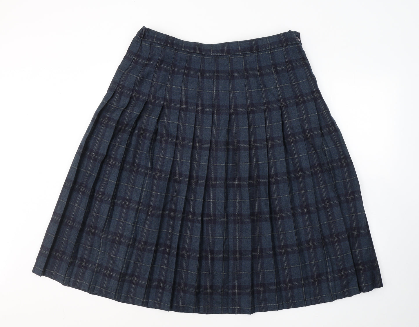 EWM Womens Blue Plaid Wool Pleated Skirt Size 20   Zip