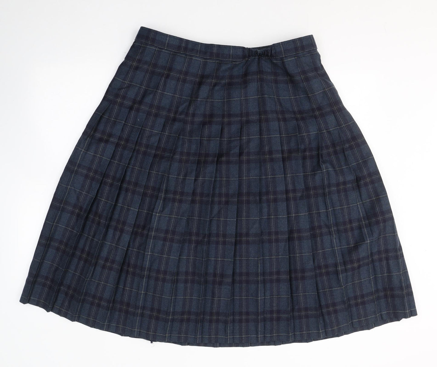 EWM Womens Blue Plaid Wool Pleated Skirt Size 20   Zip