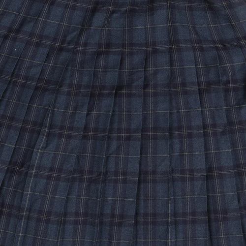 EWM Womens Blue Plaid Wool Pleated Skirt Size 20   Zip