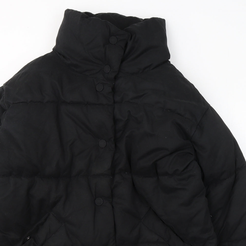 Monki Womens Black   Puffer Jacket Coat Size S  Button