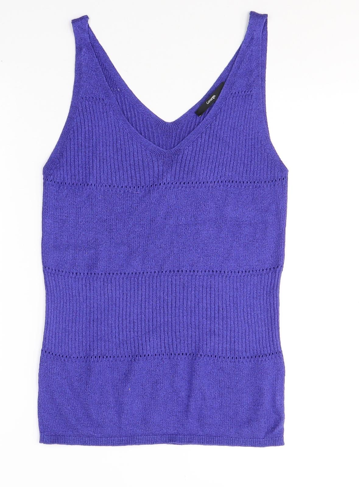 George  Womens Blue  Viscose Basic Tank Size 14 V-Neck