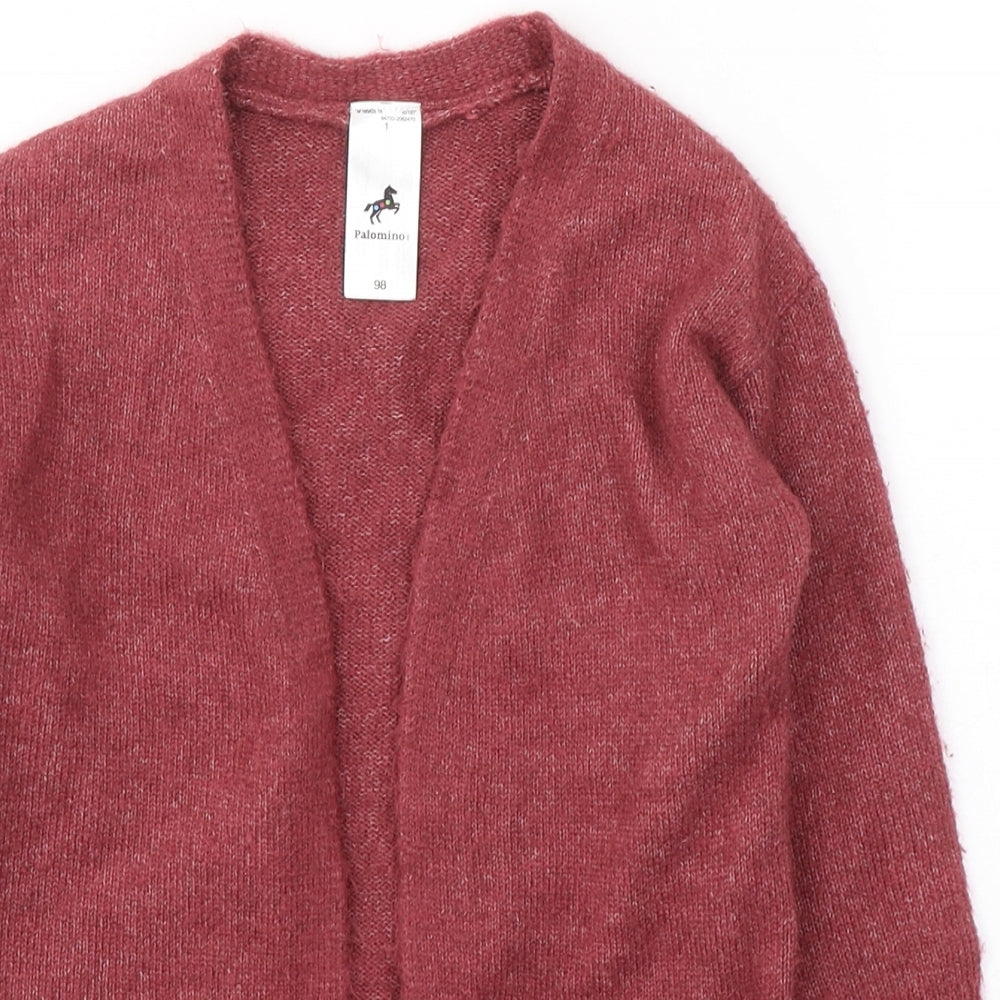 Palomino Girls Pink V-Neck  Acrylic Cardigan Jumper Size 2-3 Years