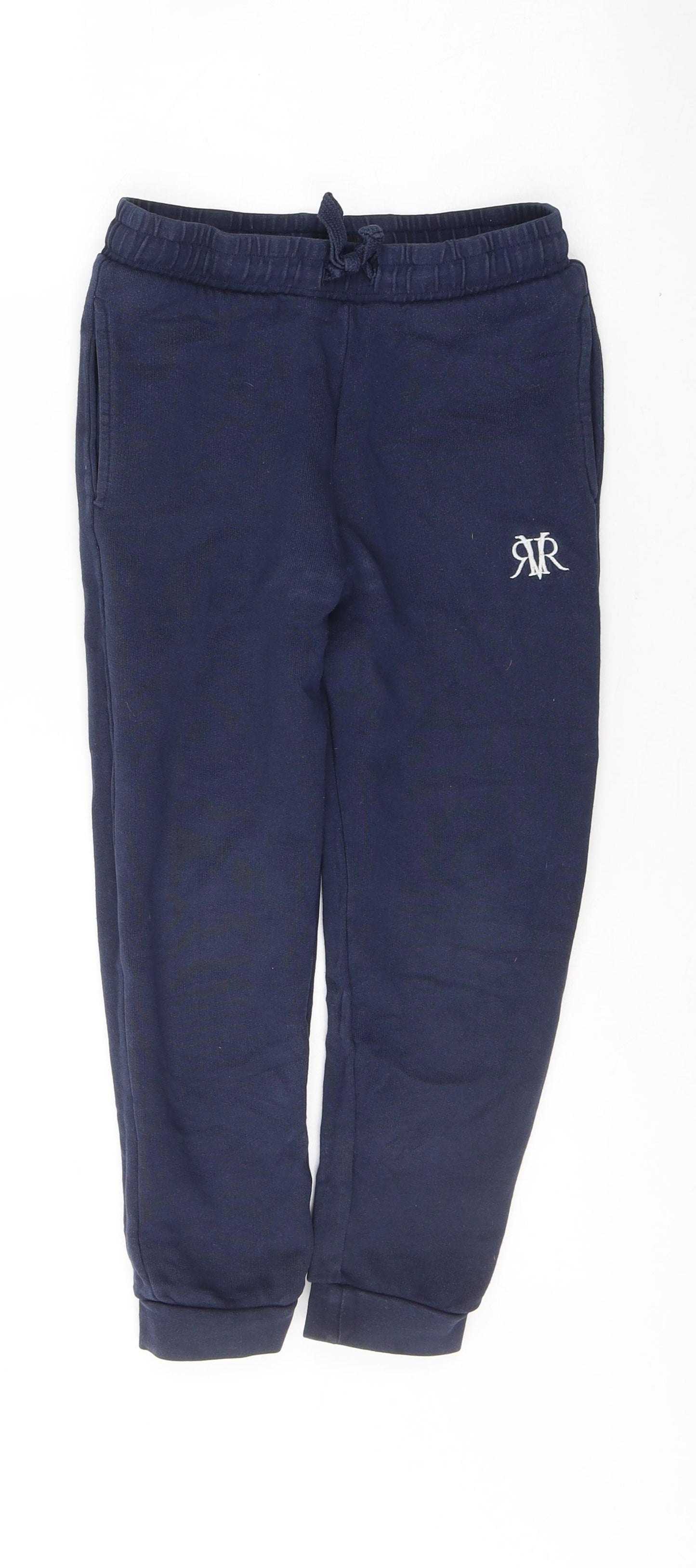 River Island Boys Blue  Cotton Sweatpants Trousers Size 7-8 Years  Regular Pullover