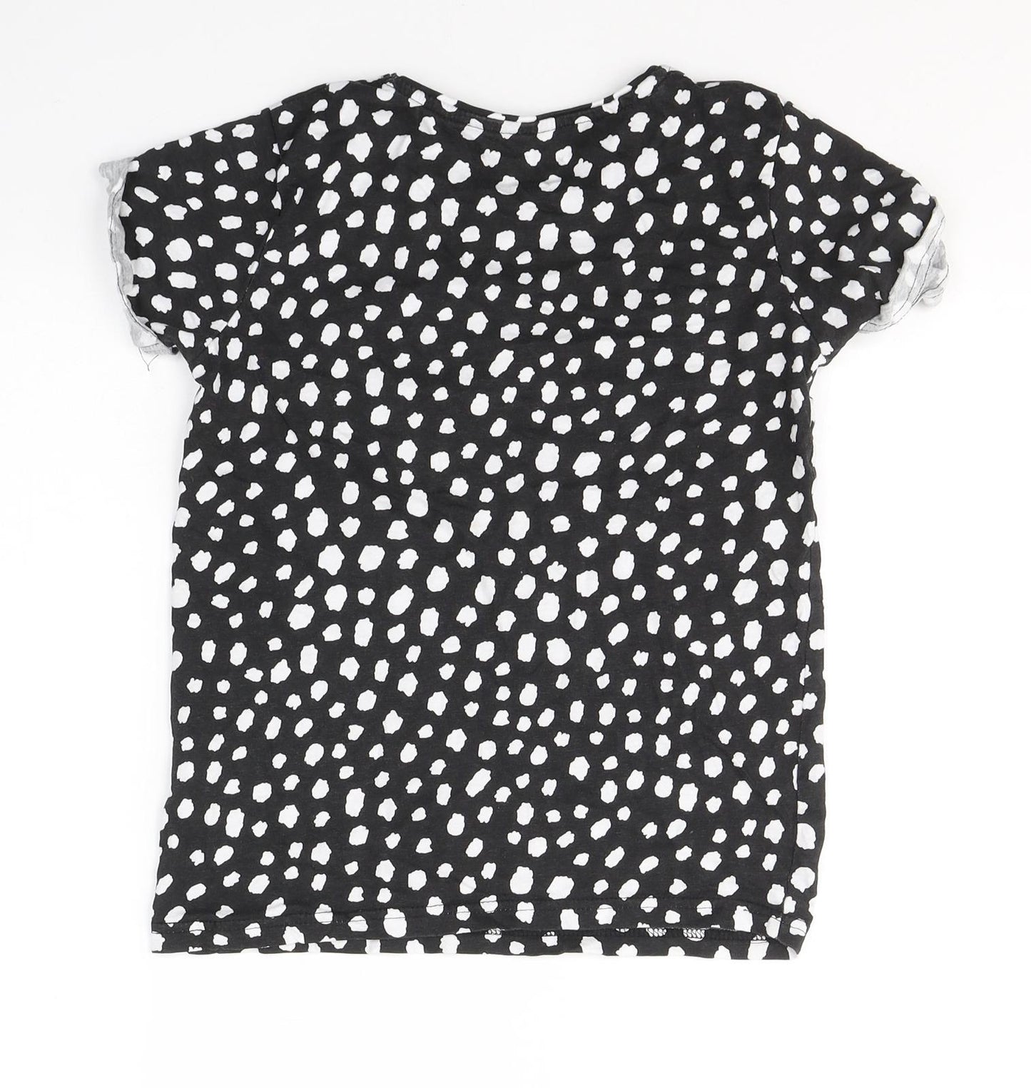 Primark Girls Black Spotted Cotton Basic T-Shirt Size 10-11 Years Round Neck Pullover - LOVE