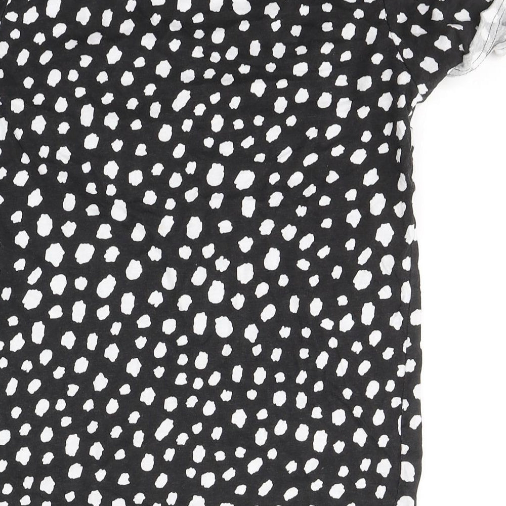 Primark Girls Black Spotted Cotton Basic T-Shirt Size 10-11 Years Round Neck Pullover - LOVE