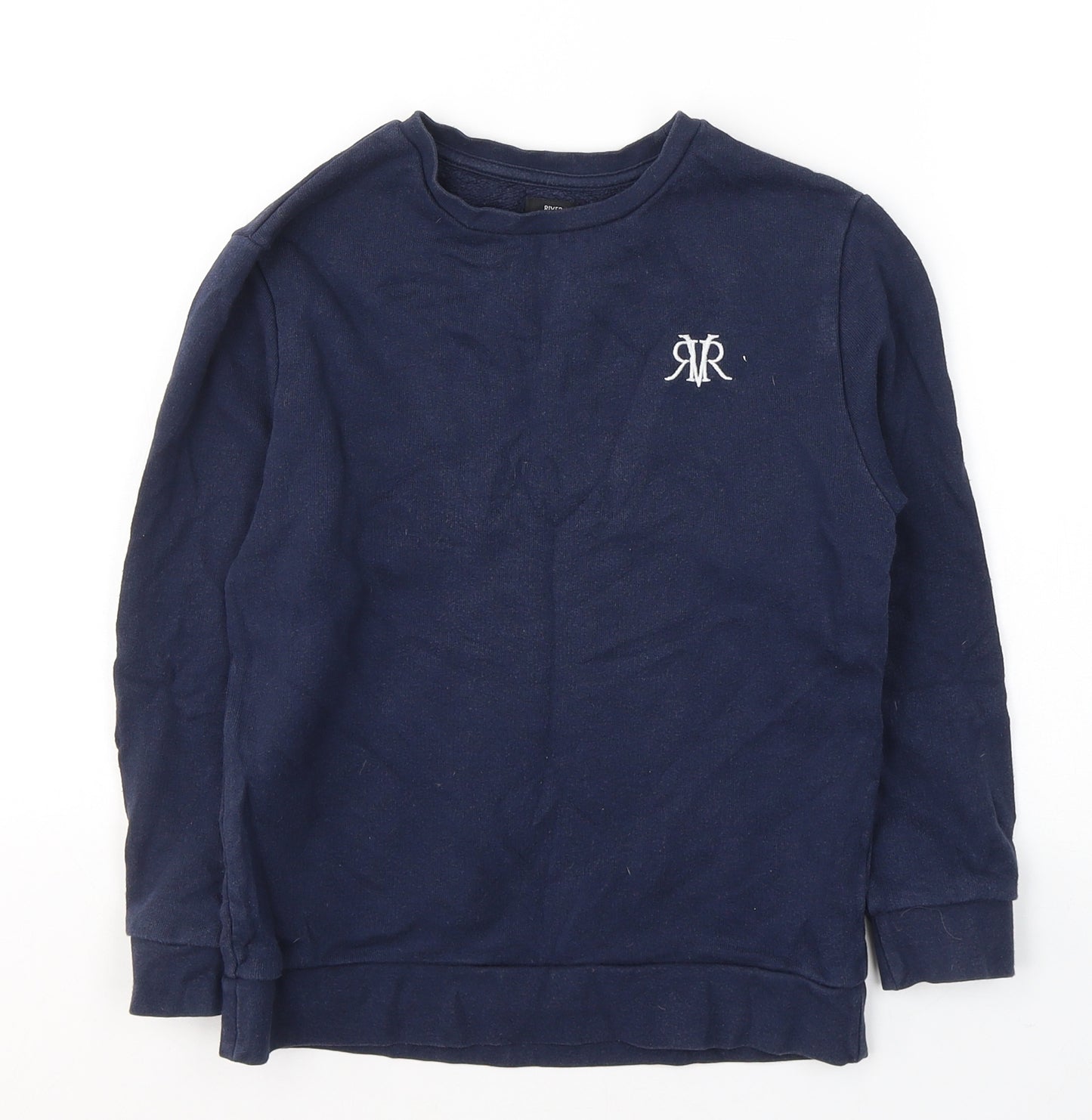River Island Boys Blue  Cotton Pullover Sweatshirt Size 7-8 Years  Pullover