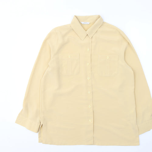 Marks and Spencer Womens Beige  Polyester Basic Button-Up Size 12 Collared