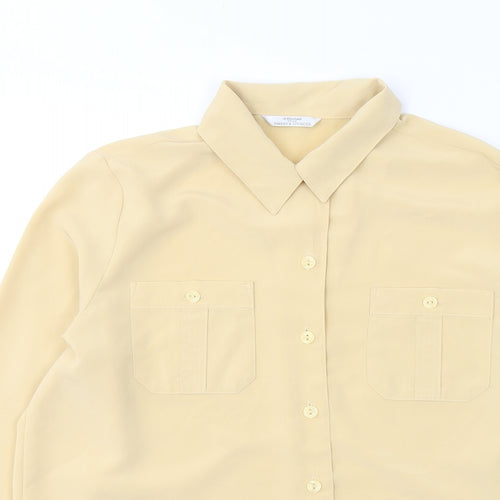 Marks and Spencer Womens Beige  Polyester Basic Button-Up Size 12 Collared