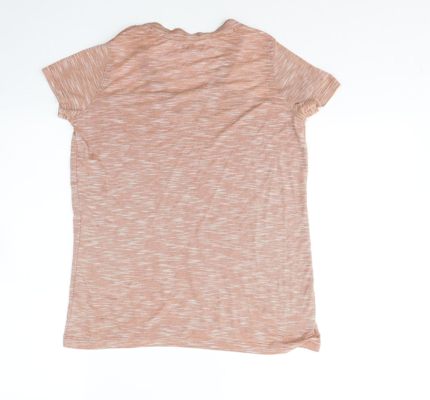 River Island Womens Beige  Cotton Basic T-Shirt Size 6 Round Neck - Cold Shoudler