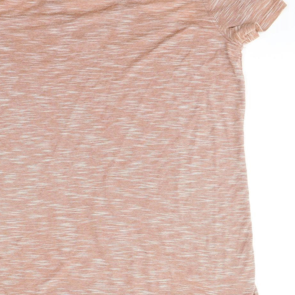 River Island Womens Beige  Cotton Basic T-Shirt Size 6 Round Neck - Cold Shoudler