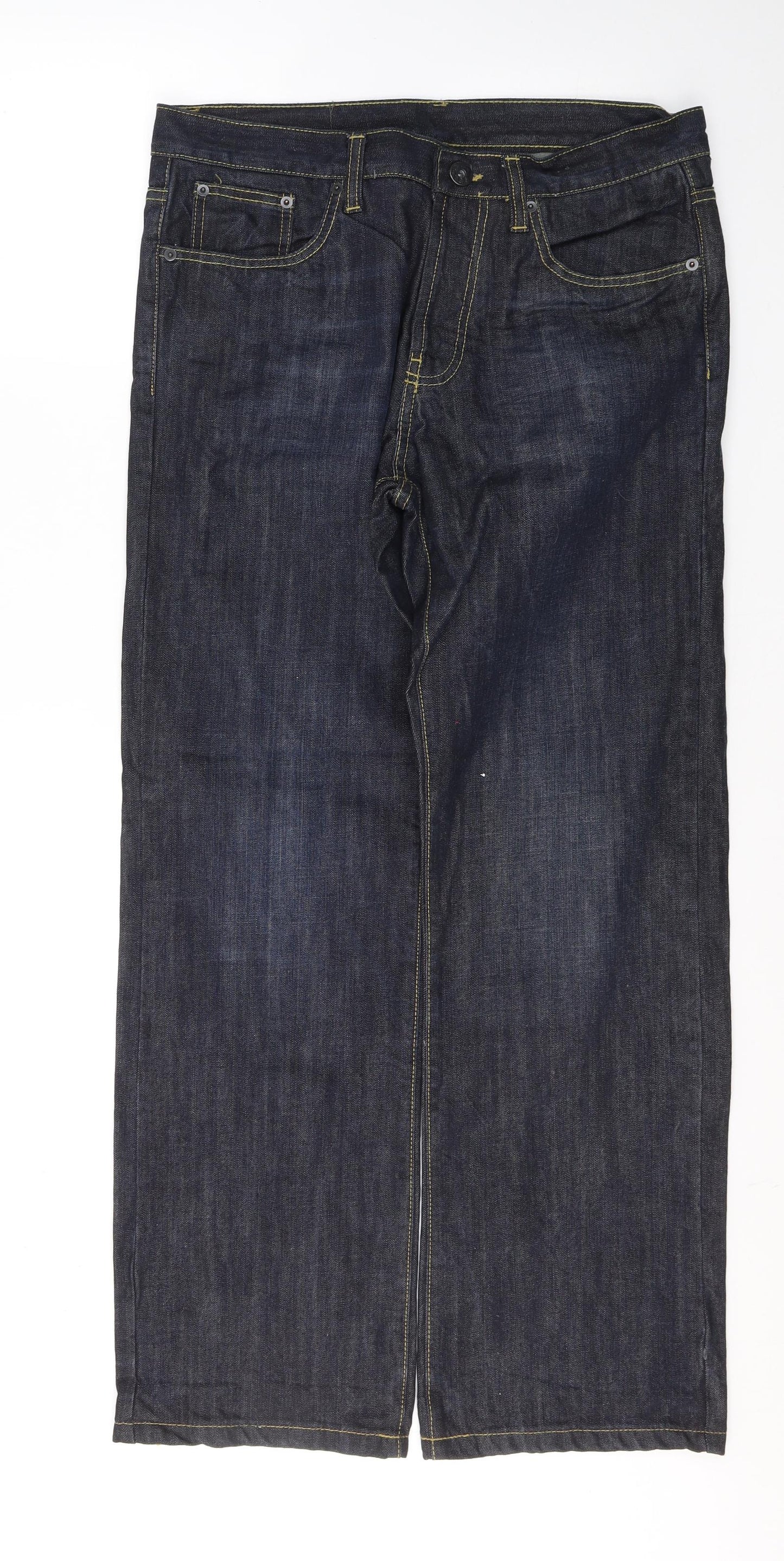 Burton Mens Blue  Cotton Straight Jeans Size 34 L30 in Regular Button