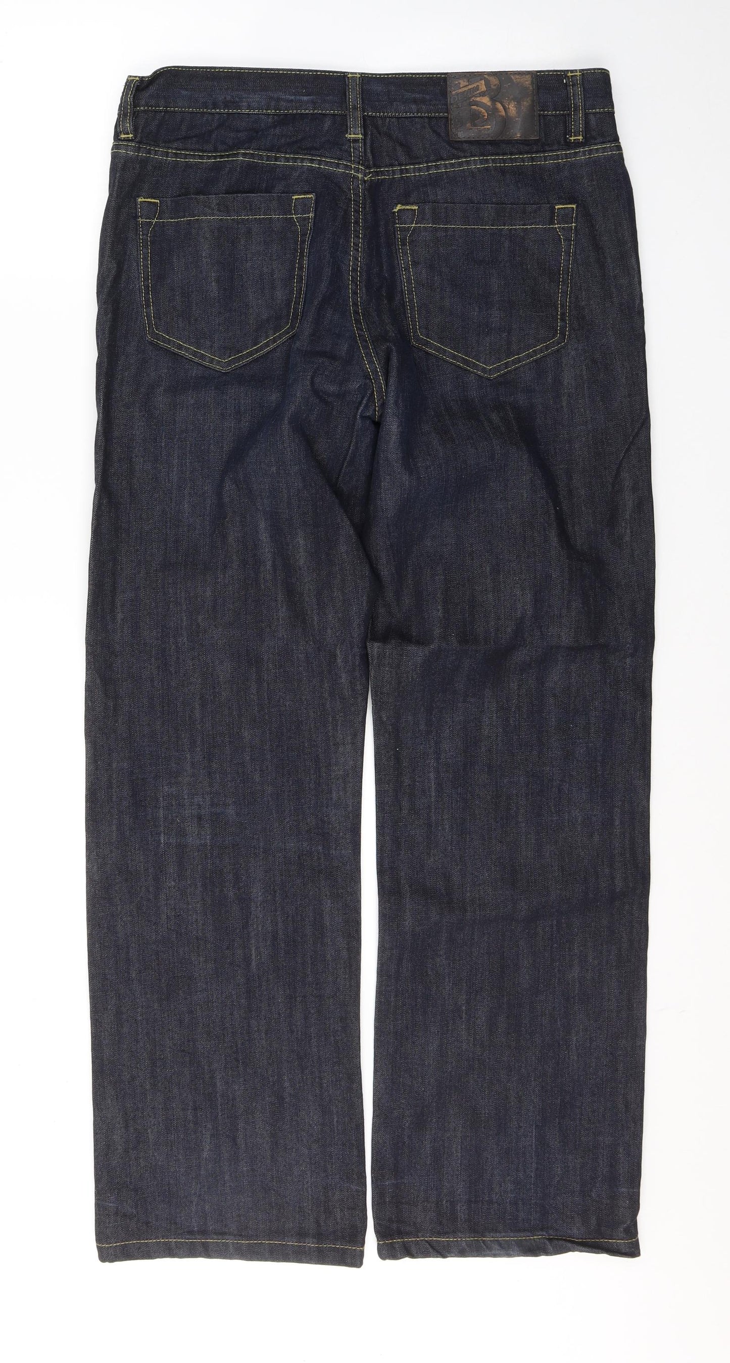 Burton Mens Blue  Cotton Straight Jeans Size 34 L30 in Regular Button