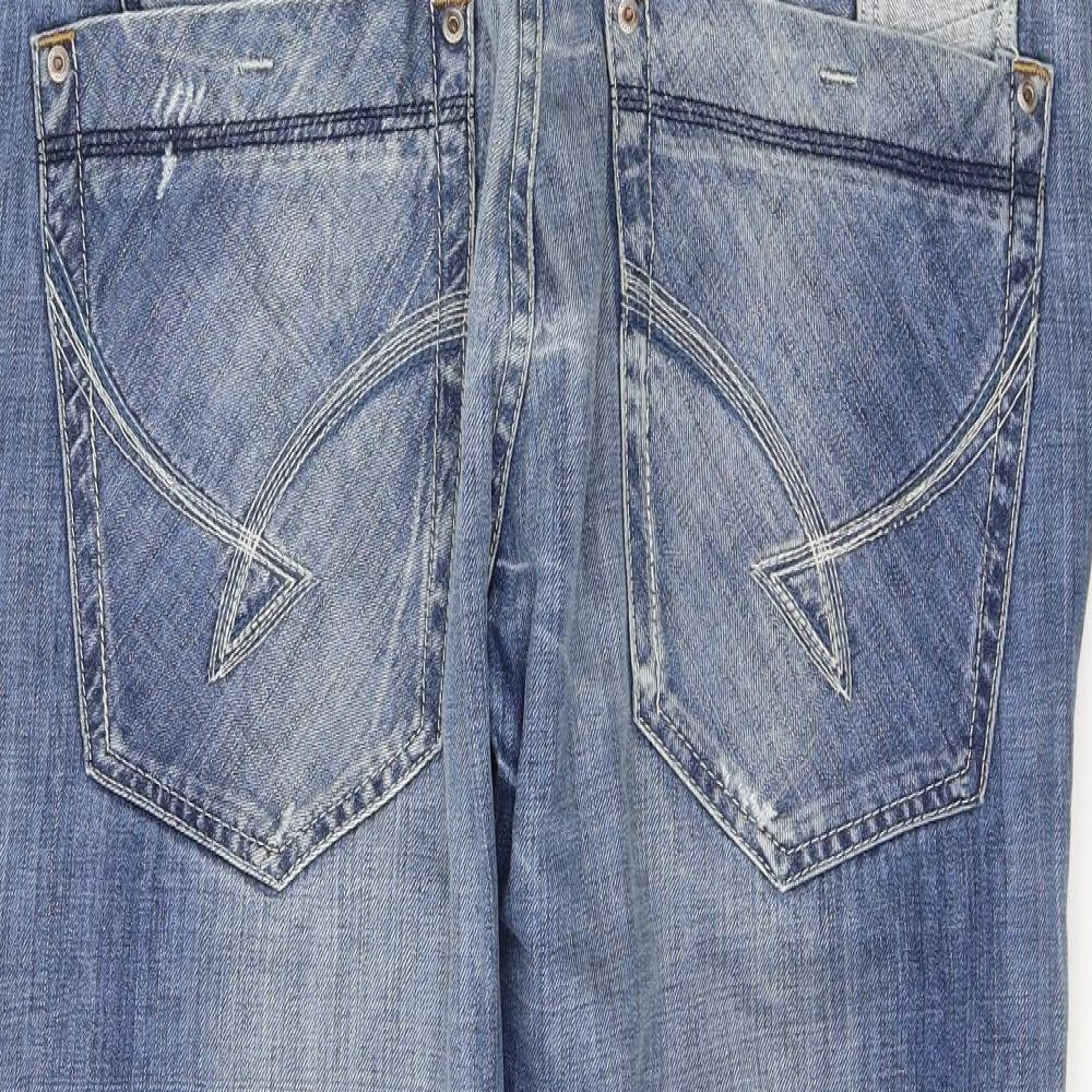 Firetrap Mens Blue  Cotton Straight Jeans Size 34 L30 in Regular Button