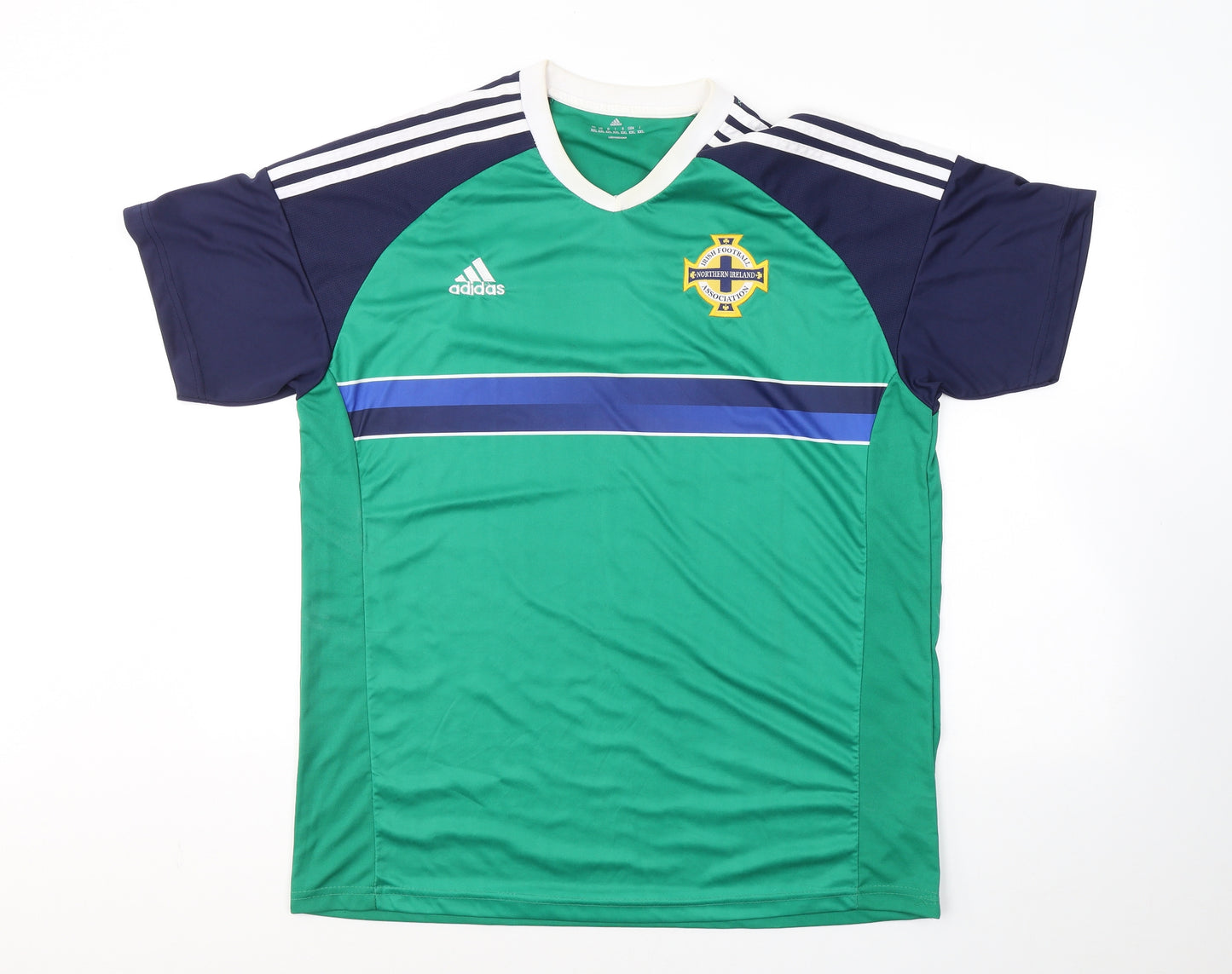 adidas Mens Green Colourblock Polyester  T-Shirt Size 2XL Round Neck  - Northern Ireland